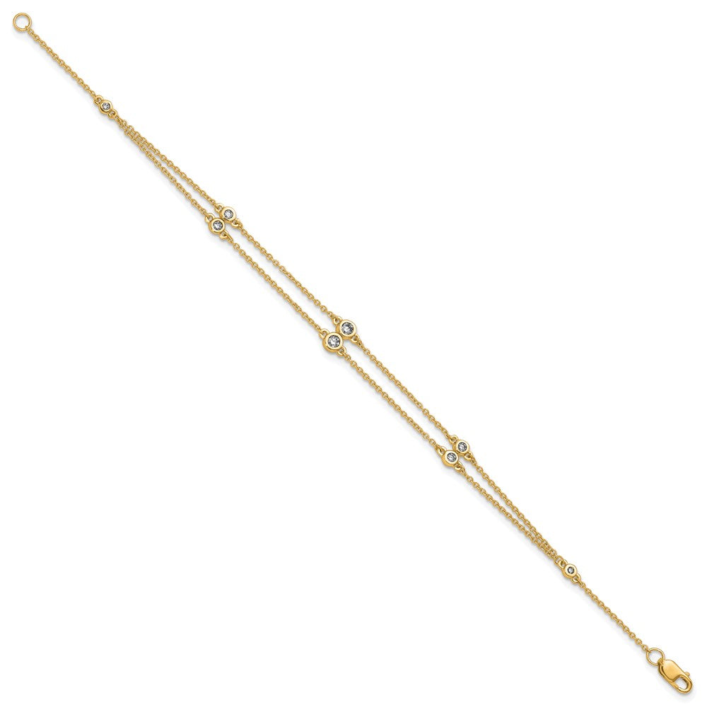 14K Yellow Gold Complete 1/4 carat Diamond Multi-Station Double Strand 7 Inch Bracelet