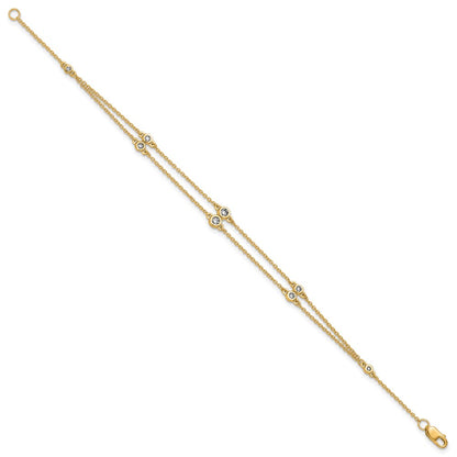 14K Yellow Gold Complete 1/4 carat Diamond Multi-Station Double Strand 7 Inch Bracelet