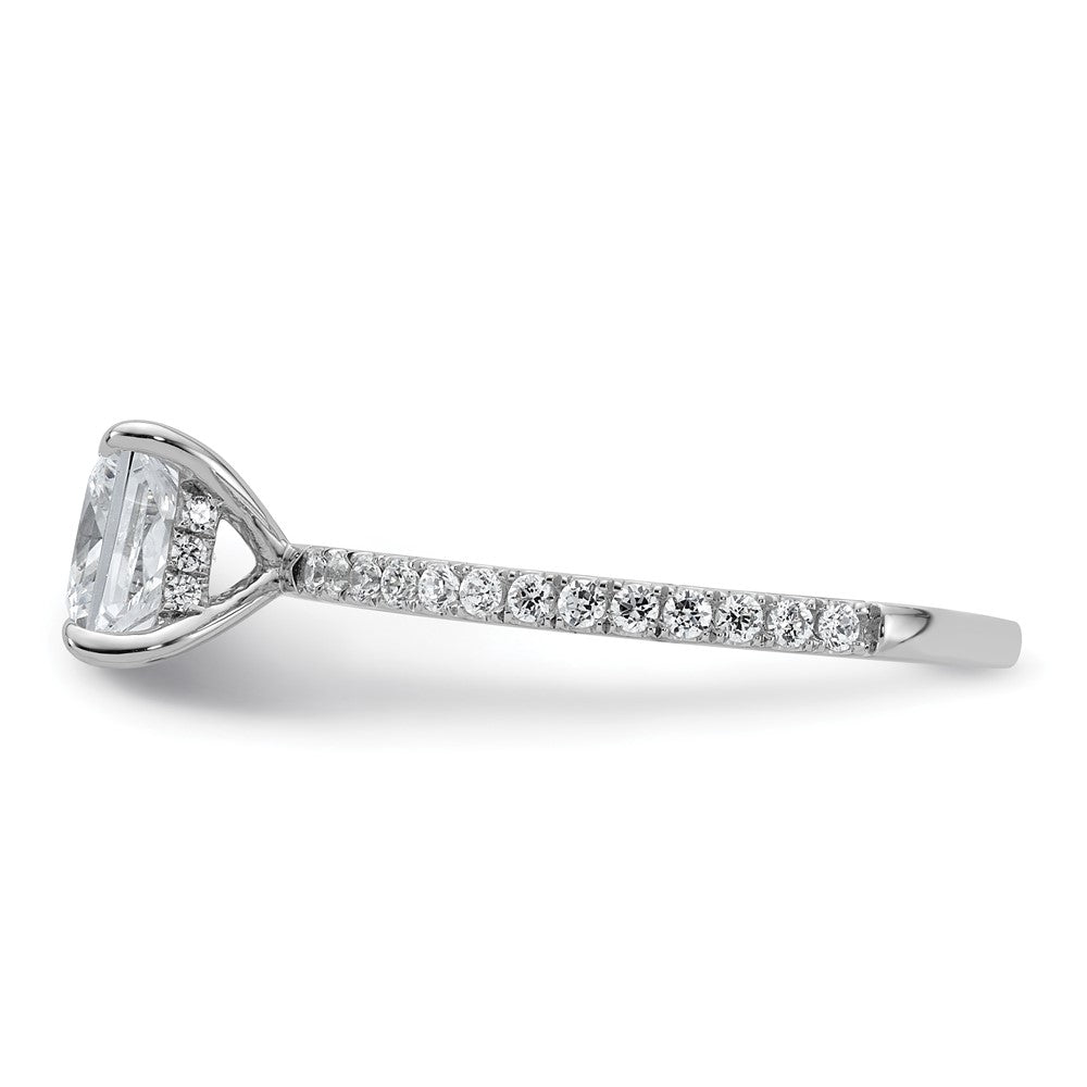 14K White Gold 1 3/8 carat Certified Lab Grown Diamond VS+ F+ Princess Complete Solitaire with Flair Engagement Ring