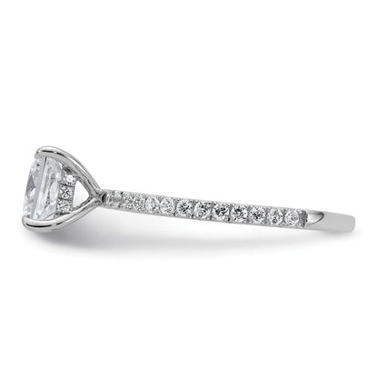 14K White Gold 1 3/8 carat Certified Lab Grown Diamond VS+ F+ Princess Complete Solitaire with Flair Engagement Ring