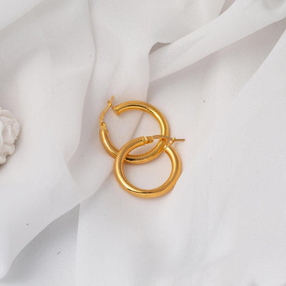 22K Green Gold Classic 2 cm Diameter Hoop Earrings