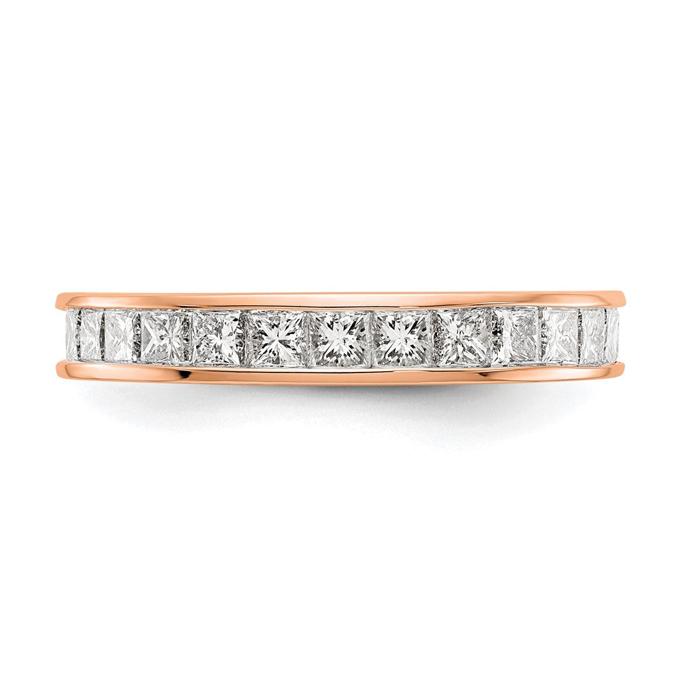 14K Rose Gold Polished Size 7.5 Channel-set 2 carat Princess Diamond Complete Eternity Wedding Band Ring