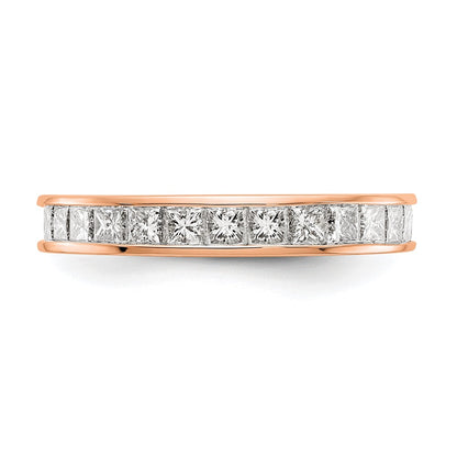 14K Rose Gold Polished Size 7.5 Channel-set 2 carat Princess Diamond Complete Eternity Wedding Band Ring