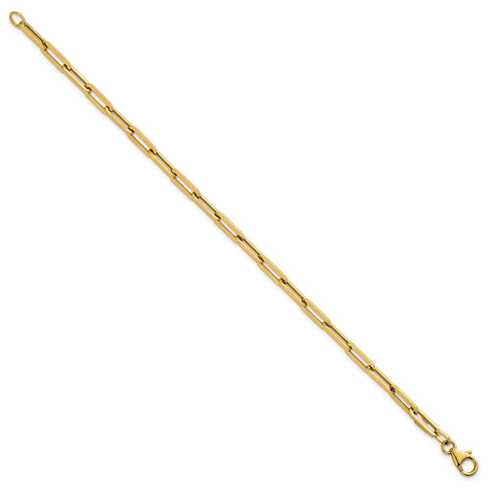 14K Yellow Gold Polished 4mm Paperclip Link 7.5 Inch Bracelet