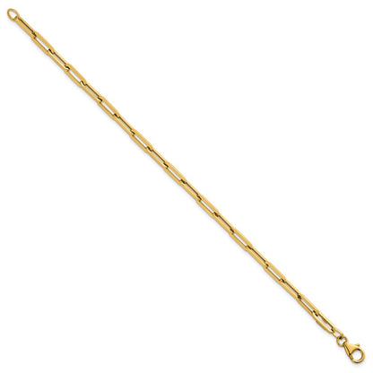 14K Yellow Gold Polished 4mm Paperclip Link 7.5 Inch Bracelet