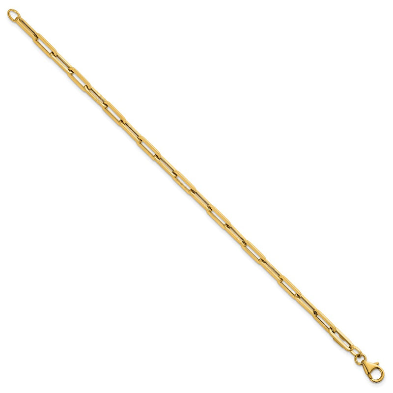14K Yellow Gold Polished 4mm Paperclip Link 7.5 Inch Bracelet