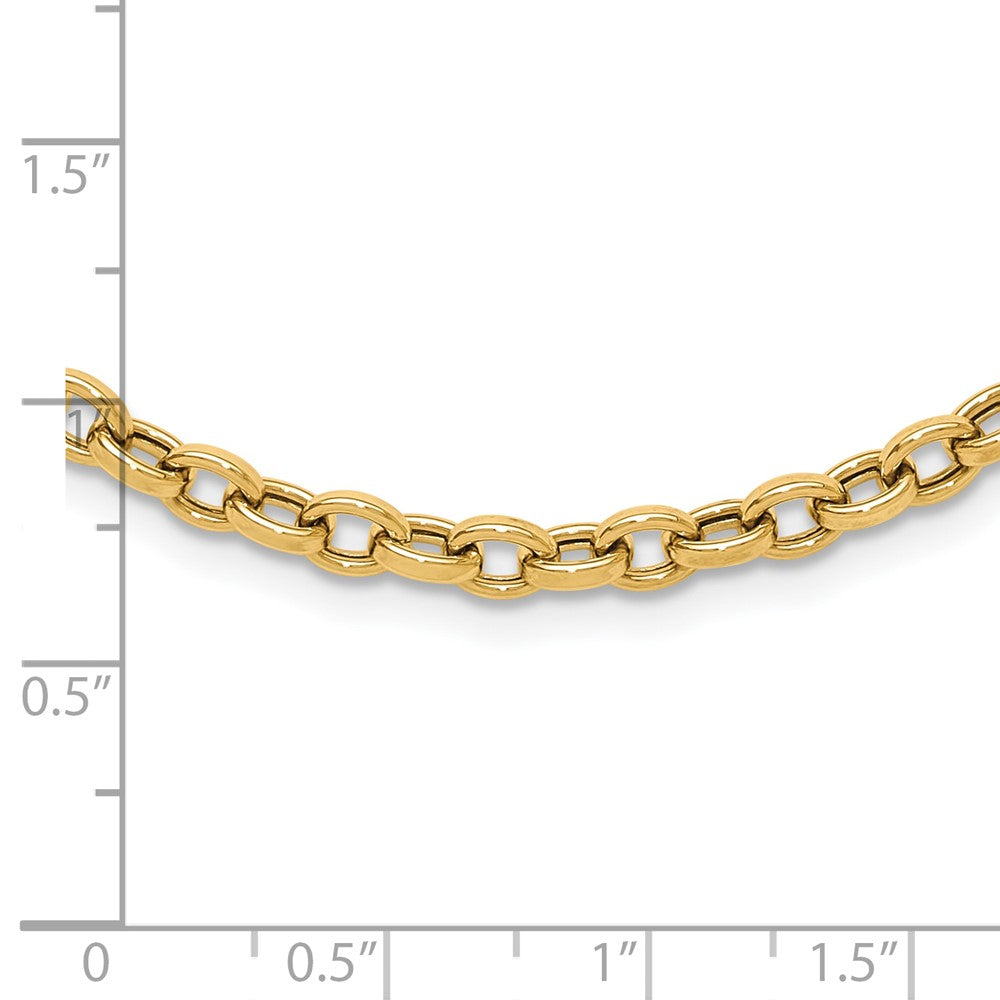14K Yellow Gold Polished 4.25mm Fancy Oval Cable Link 17.5 Inch Necklace