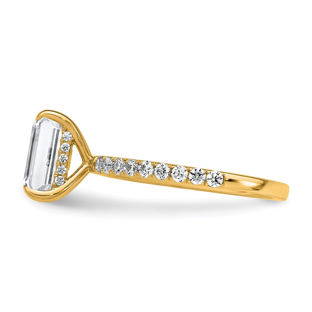 14K Yellow Gold 2 3/8 carat Certified Lab Grown Diamond VS+ F+ Emerald Complete Solitaire with Flair Engagement Ring