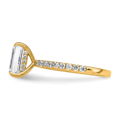 14K Yellow Gold 2 3/8 carat Certified Lab Grown Diamond VS+ F+ Emerald Complete Solitaire with Flair Engagement Ring