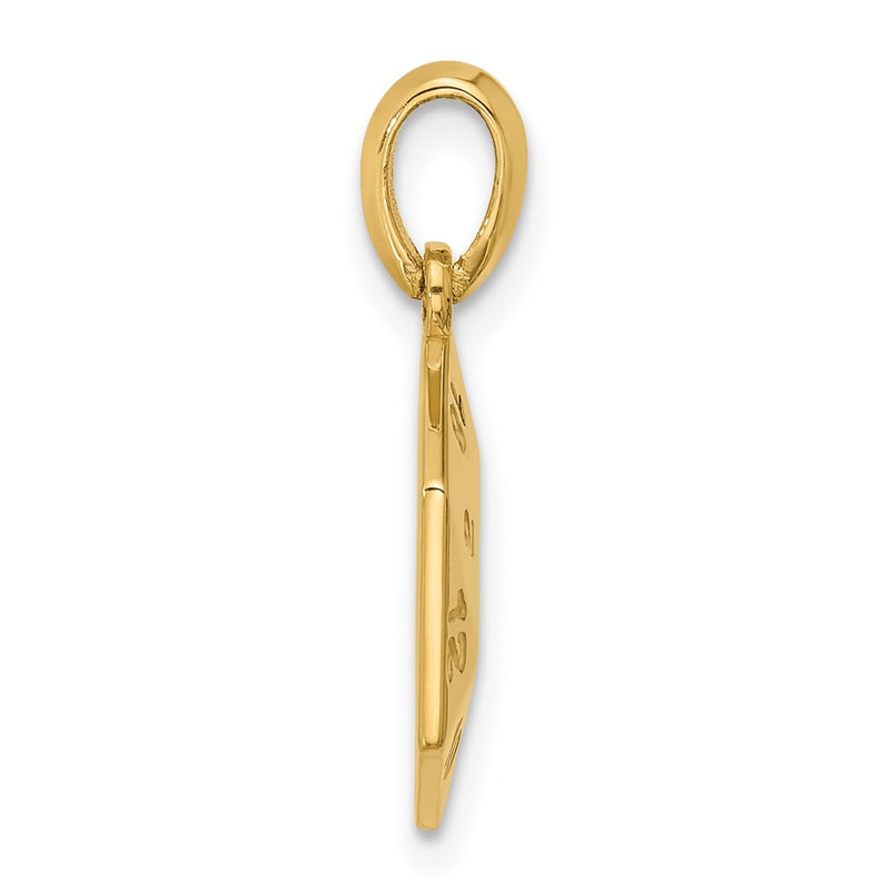 14K Yellow Gold Polished D20 Twenty-sided Dice Pendant