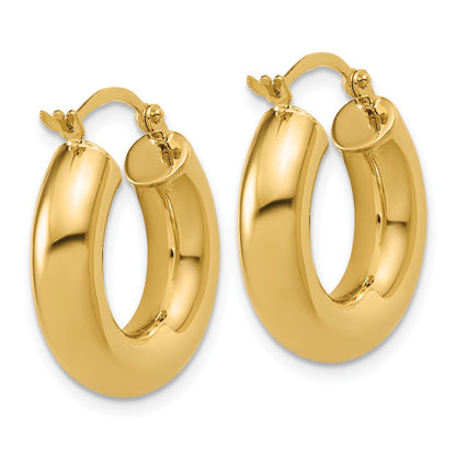 14K Yellow Gold 5x20mm Polished Tube Hoop Earrings