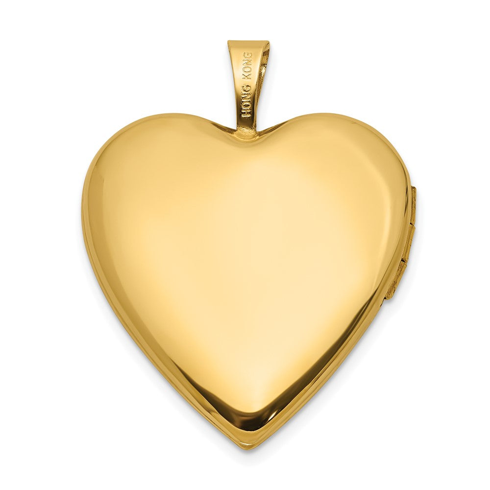 14K Yellow Gold Polished Diamond Scrolled 20mm Heart Locket