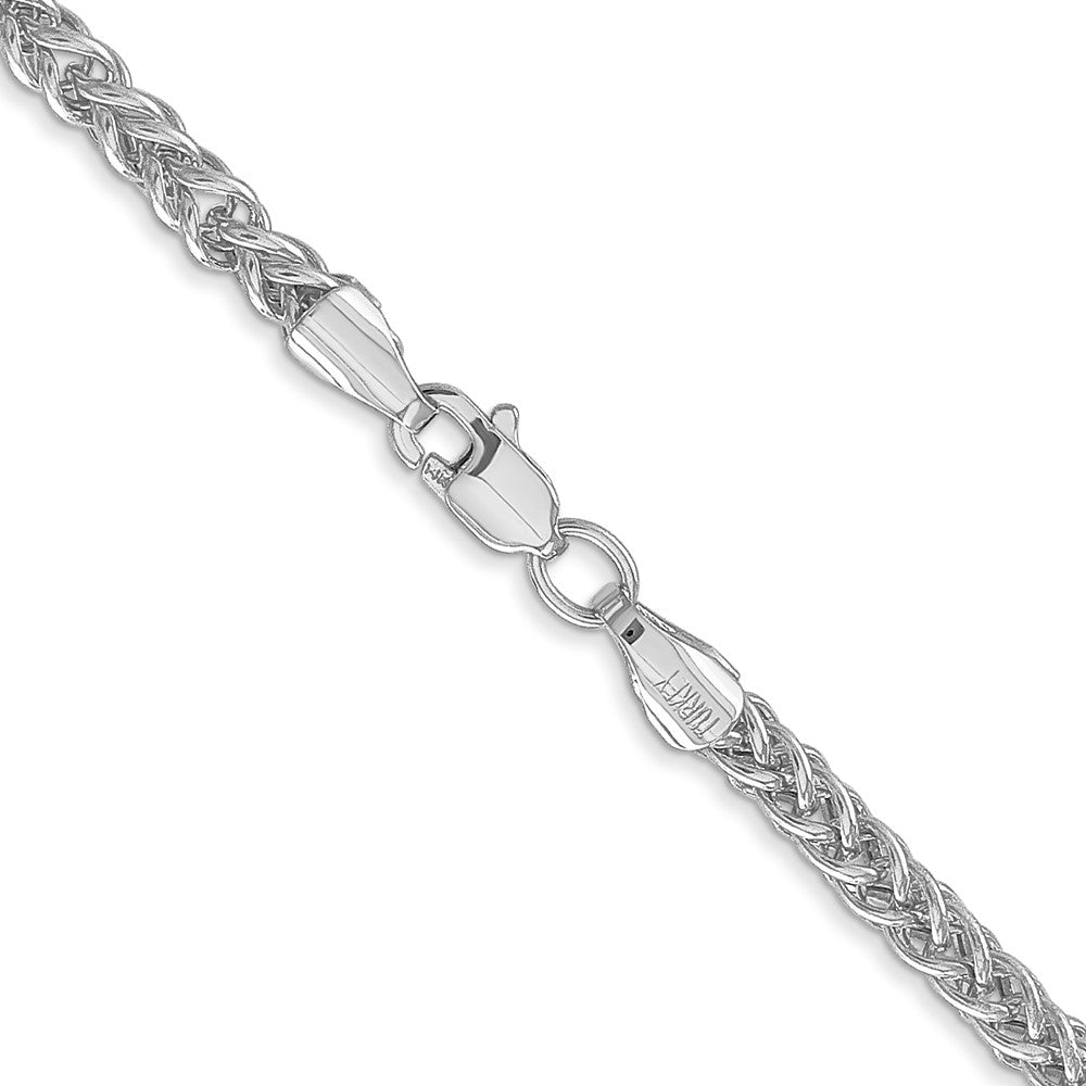 14K White Gold 2.6mm Semi-solid 3-Wire Wheat Chain Necklace