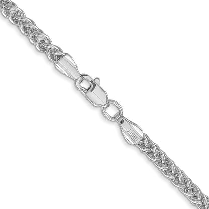 14K White Gold 2.6mm Semi-solid 3-Wire Wheat Chain Necklace
