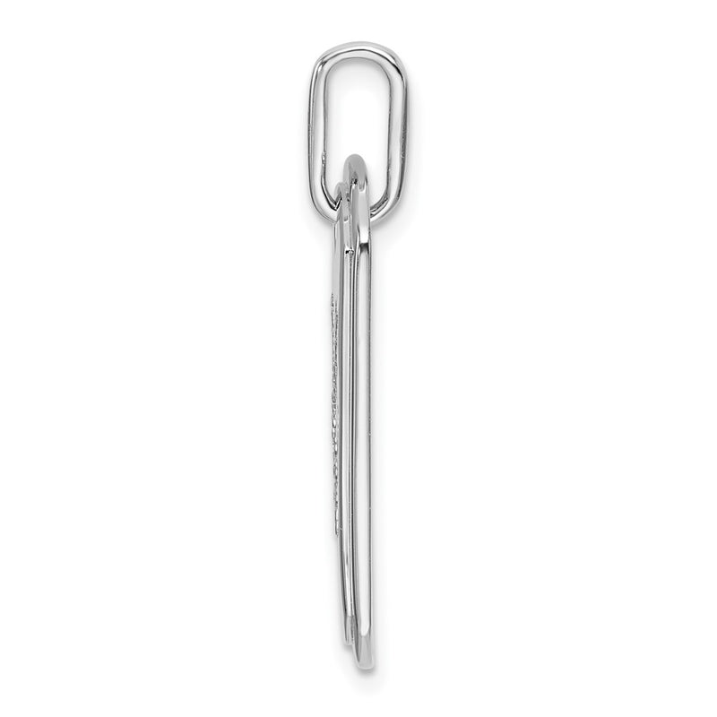 14K White Gold  Diamond Initial X Dog Tag Charm