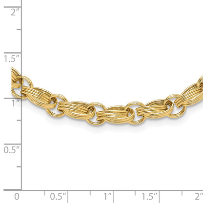 14K Yellow Gold Polished 4.8mm Oval Fancy Triple Link 18 Inch Necklace