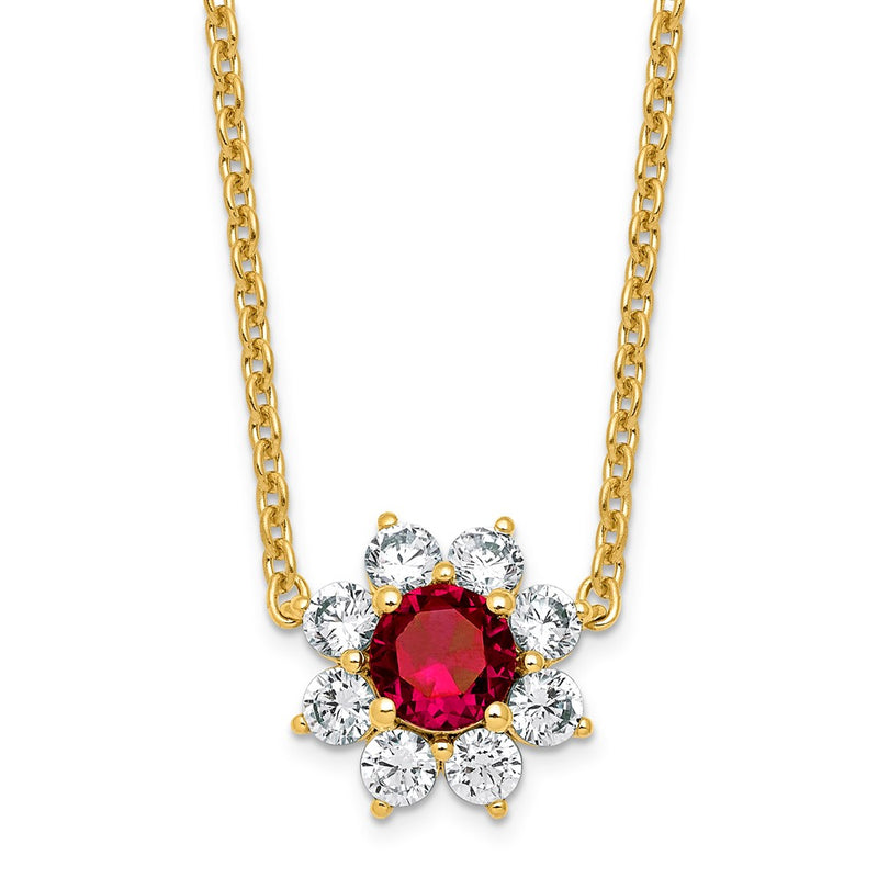 14K Yellow gold VS/SI G+ Lab Grown Diamond and AAA quality Genuine Ruby Pen