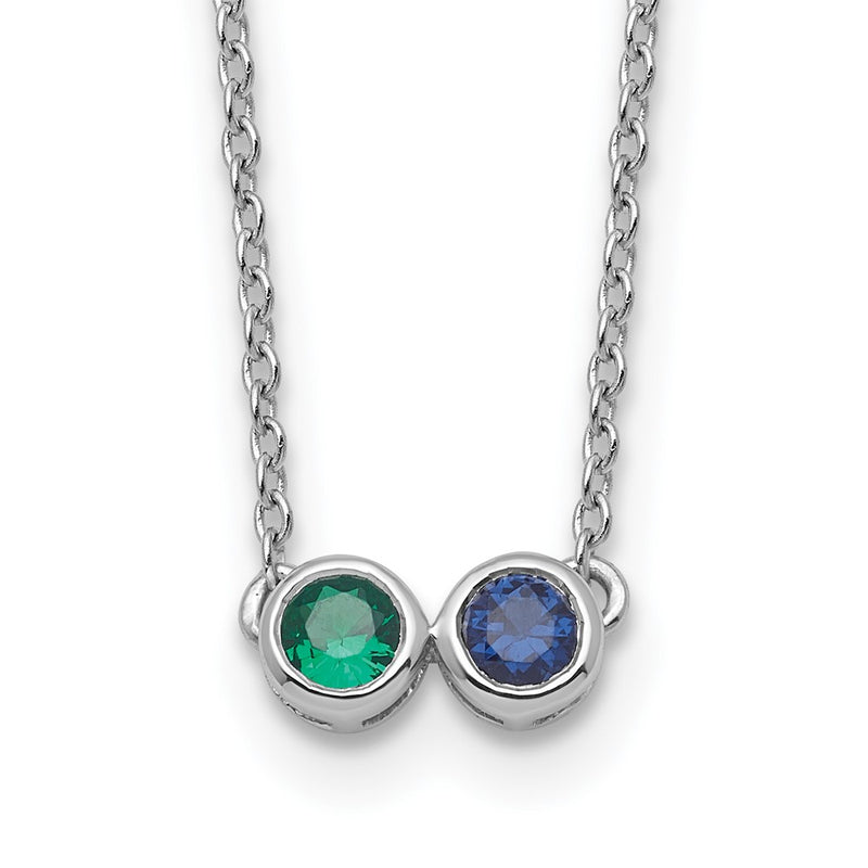 14k White Gold 2 Genuine Birthstone Complete Family Necklace