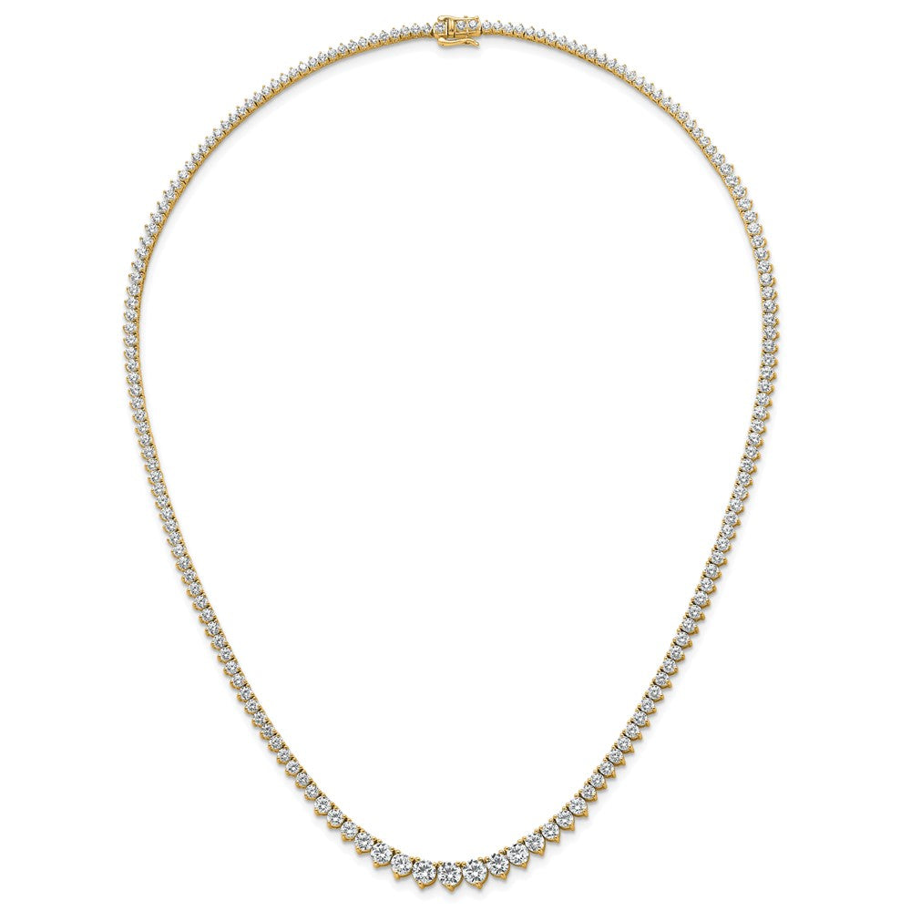 14K Yellow Gold 11 5/8 carat Certified Lab Grown Diamond VS+ F+ Complete Round 20 Inch Graduated Tennis Necklace