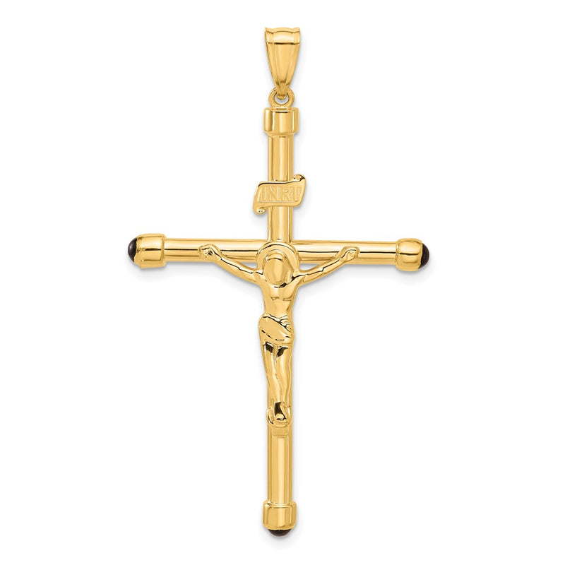 14K Yellow Gold Polished Crucifix with Onyx Tips Pendant