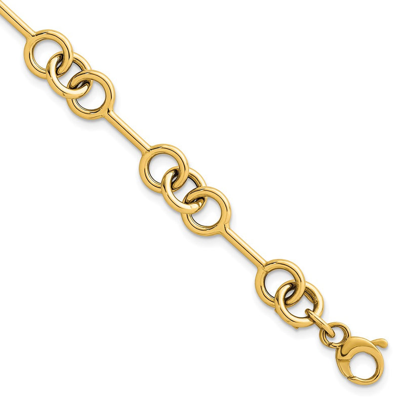 14K Yellow Gold Polished 8.4mm Fancy Link Chain Bracelet