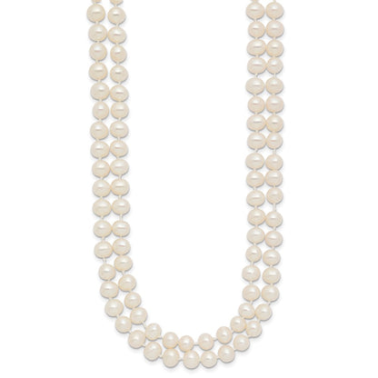 14K Yellow Gold 5-6mm Near Round Freshwater Cultured Pearl Double Strand 18 Inch Necklace