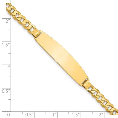 14K Yellow Gold Polished Solid Chain/Solid Plate Curb Link Rounded 35x8.5mm Plate 8 Inch ID Bracelet