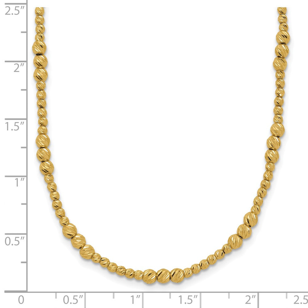 14K Yellow Gold Diamond-cut Beaded 18 Inch Necklace