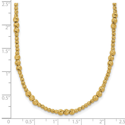 14K Yellow Gold Diamond-cut Beaded 18 Inch Necklace