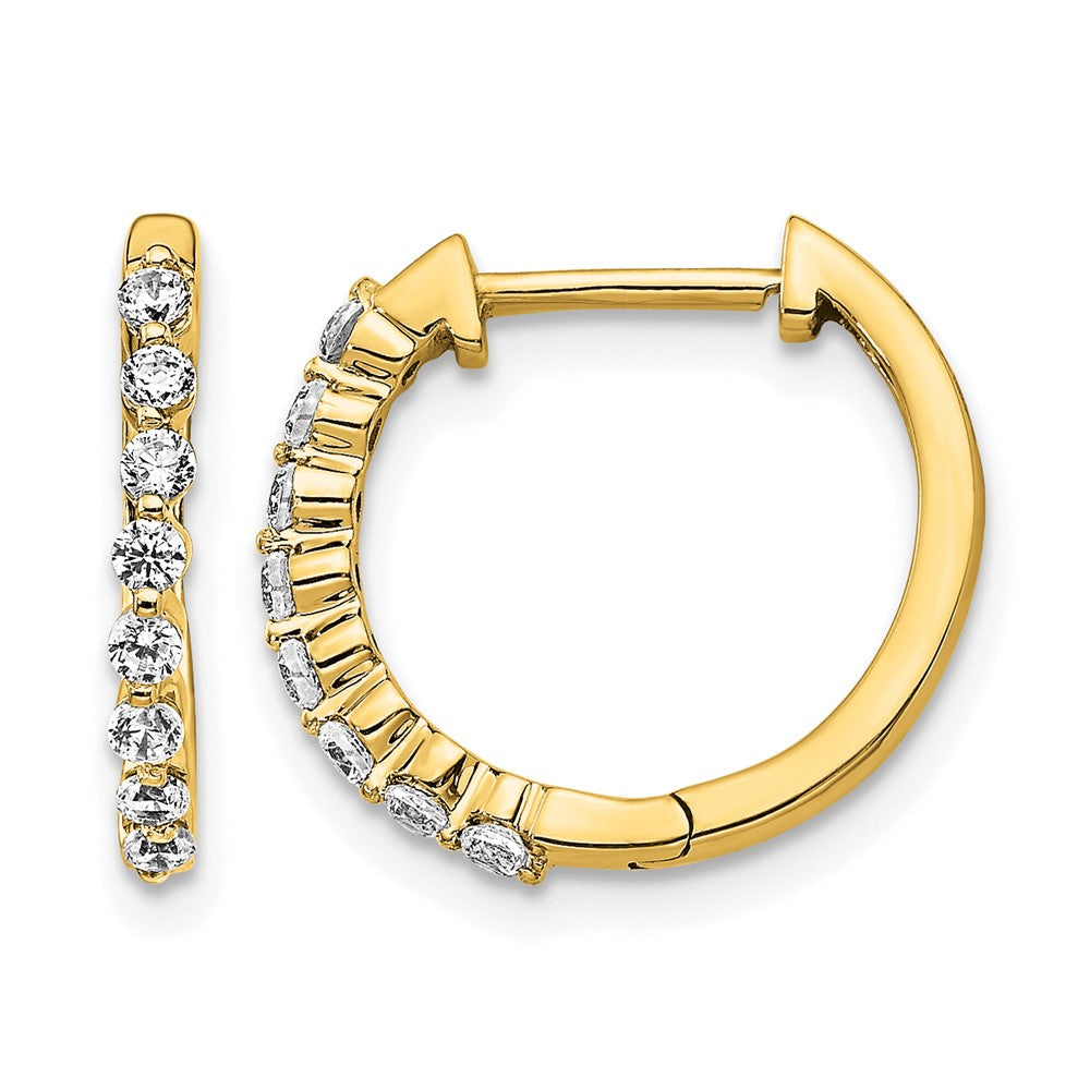 14K Yellow Gold 1/3 carat Diamond Hinged Hoop Earrings