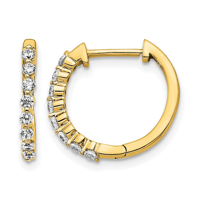 14K Yellow Gold 1/3 carat Diamond Hinged Hoop Earrings
