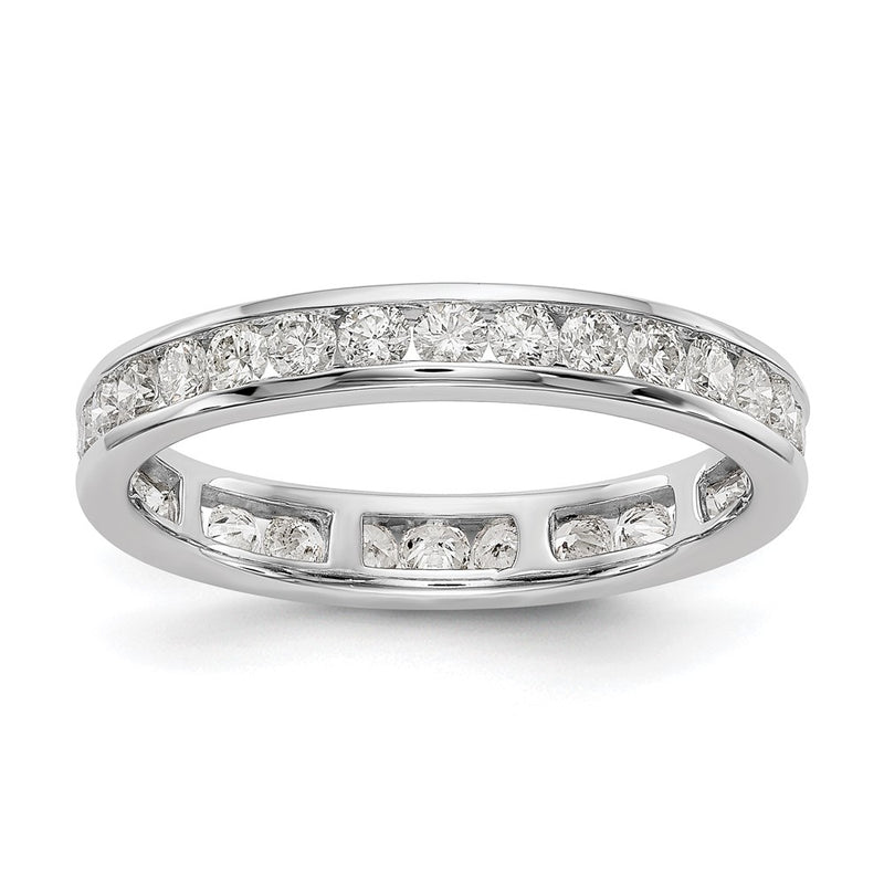 Platinum Polished Channel Set Size 7 Diamond Eternity Wedding Band Ring