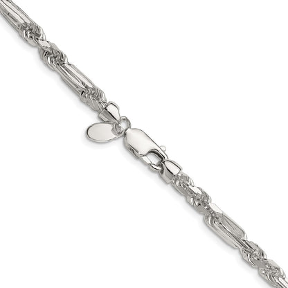 Sterling Silver 4.75mm D/C Figarope 26 Inch Chain
