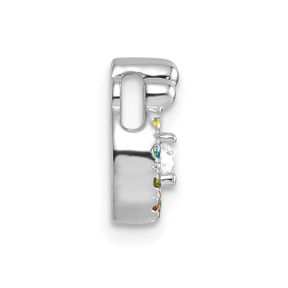 14K White Gold 6 Birthstone and Dia Mother/Child Chain Slide Semi-mount