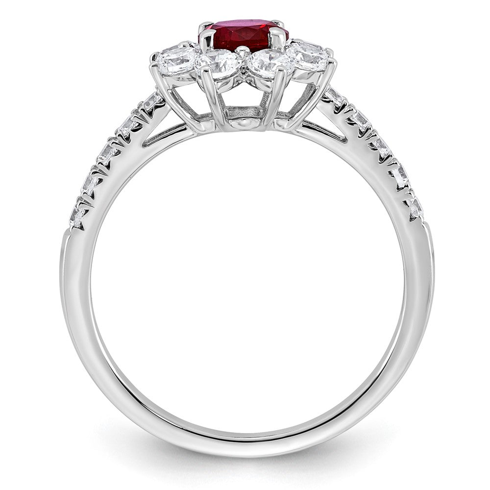 14K White gold VS/SI G+ Lab Grown Diamond and AAA quality Genuine Ruby Ring