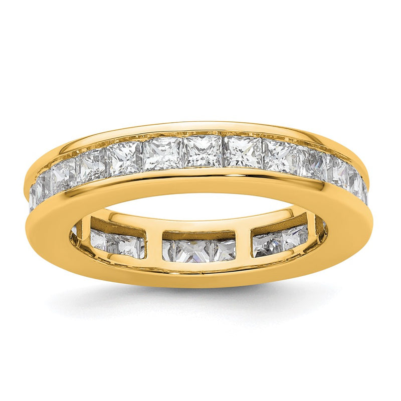 14K Yellow Gold Polished Size 8.5 Channel-set 3 carat Princess Diamond Complete Eternity Wedding Band Ring