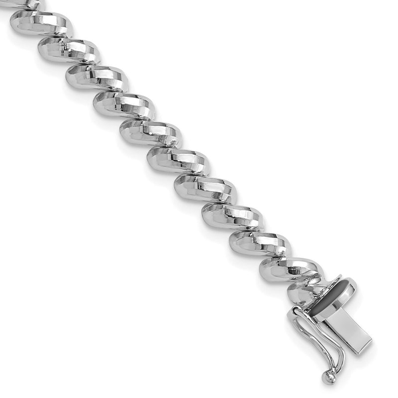 14K White Gold Faceted 5mm 7 Inch San Marco Bracelet