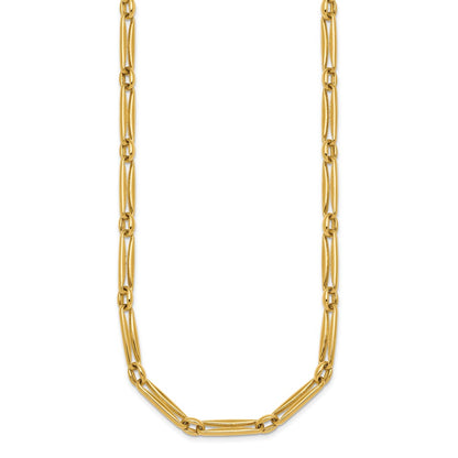14K Yellow Gold Polished 5mm Fancy Long and Round Link 18 Inch Necklace