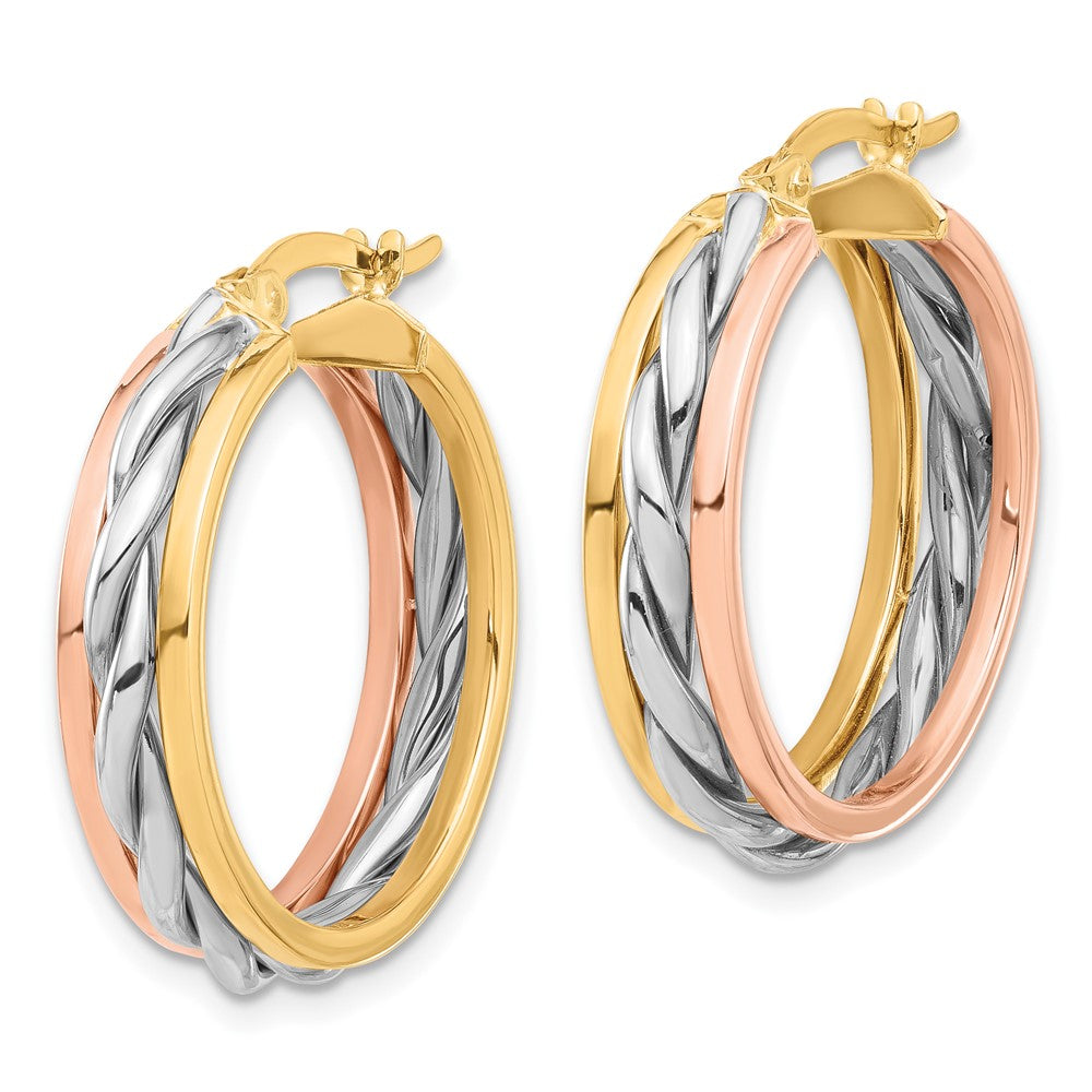 14K Tri-Color Gold Tri-color Polished Hoop Earrings
