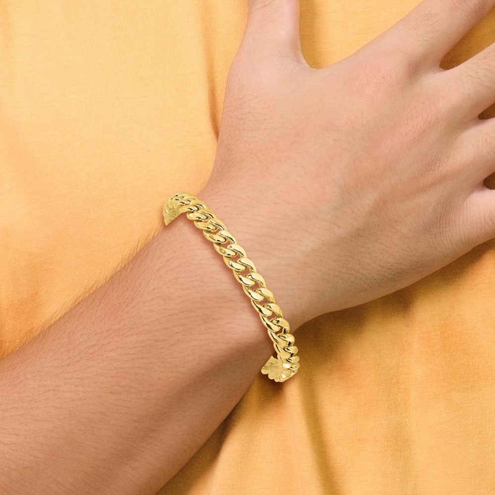 14K Yellow Gold Polished 8.9mm Curb Link 9 Inch Mens Bracelet