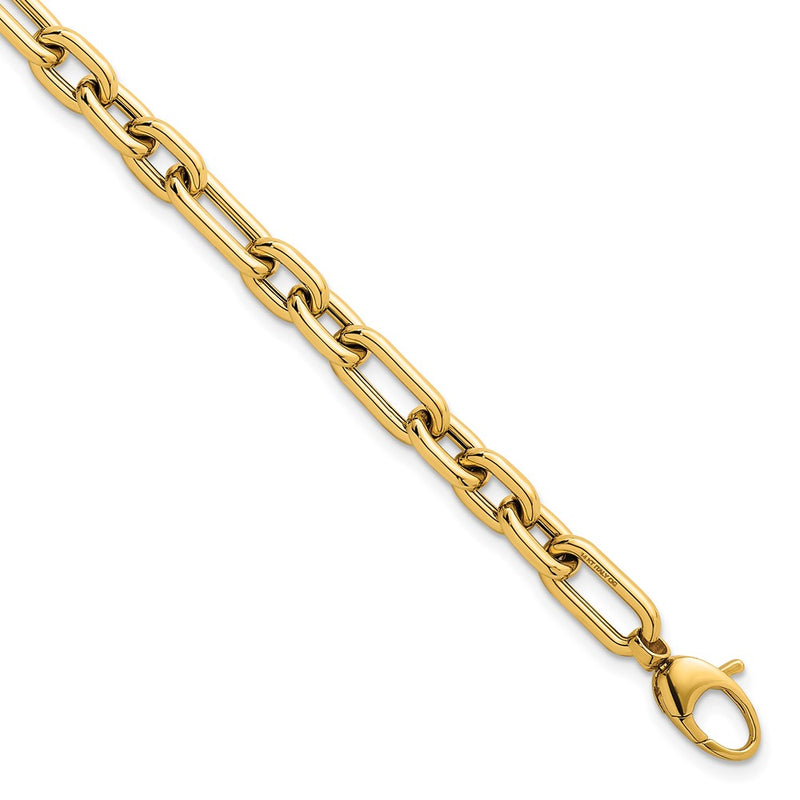 14K Yellow Gold Polished 5.8mm Lightweight Fancy Open Link Chain Bracelet Plus Extender