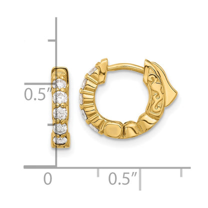 14K Yellow Gold .46 carat Diamond Round Hoop w/Safety Clasp Earrings