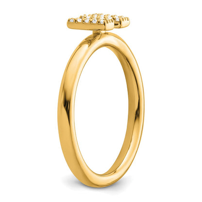 14K Yellow Gold Stackable Diamond Initial W Size 7 Ring
