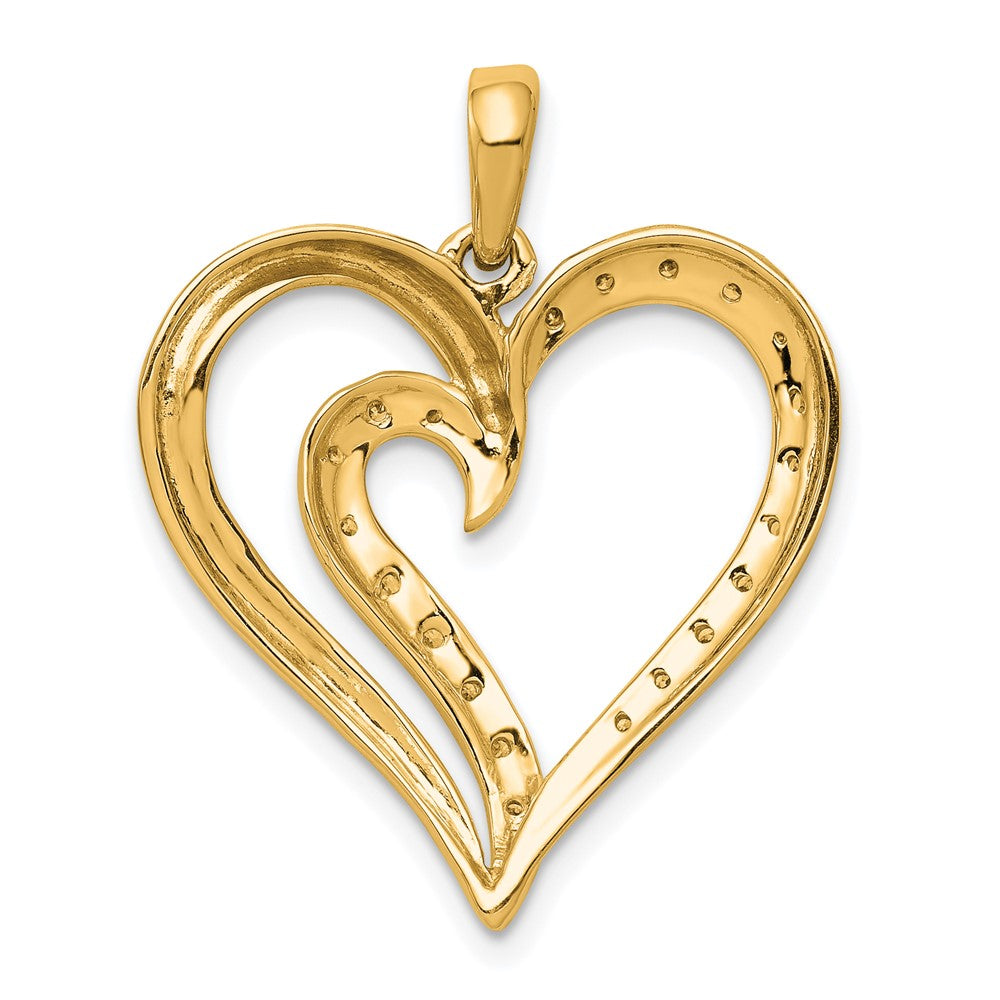 14K Yellow Gold 1/10 carat Diamond Fancy Heart Pendant