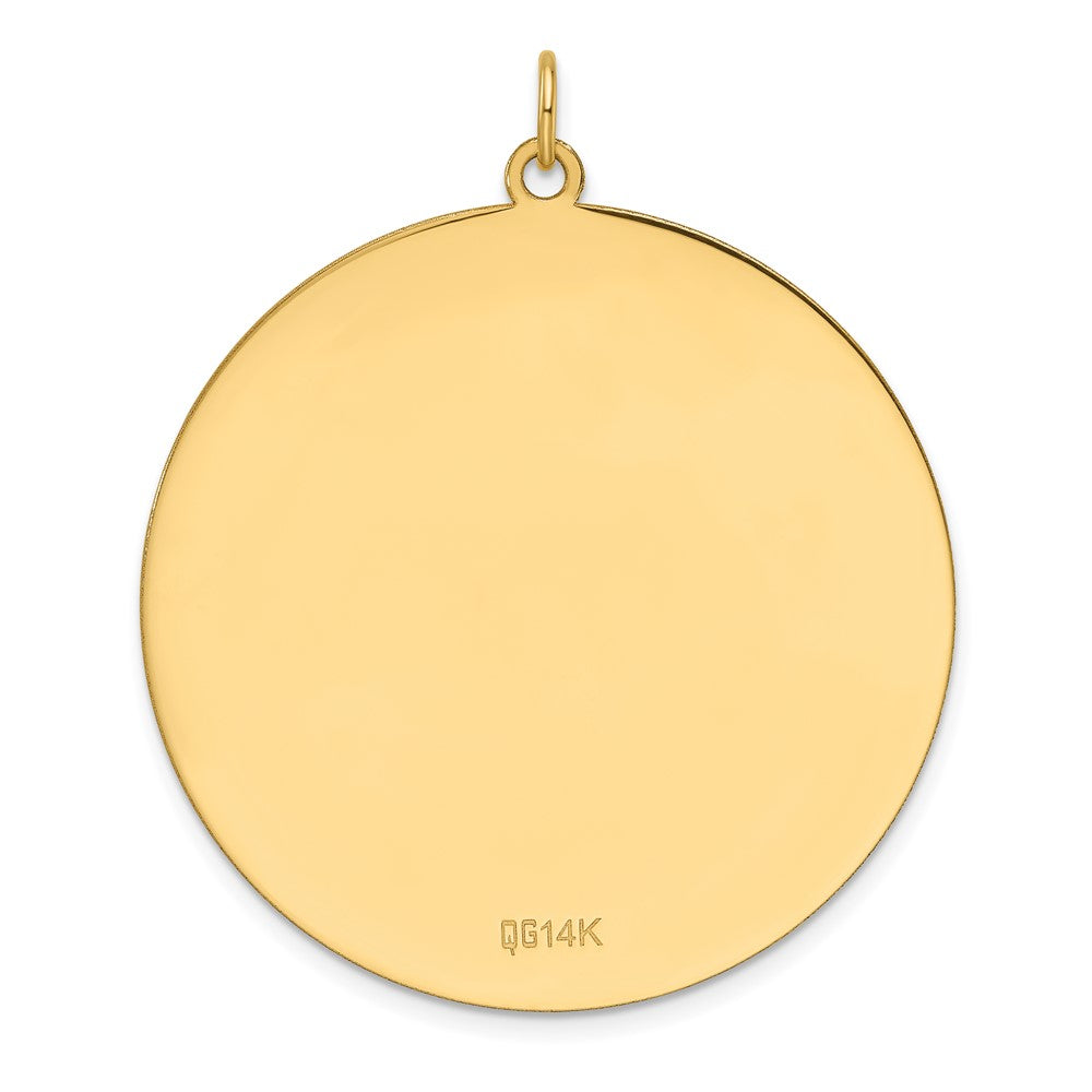 14K Yellow Gold Plain .013 Gauge Round Engravable 38.3mm Disc Charm