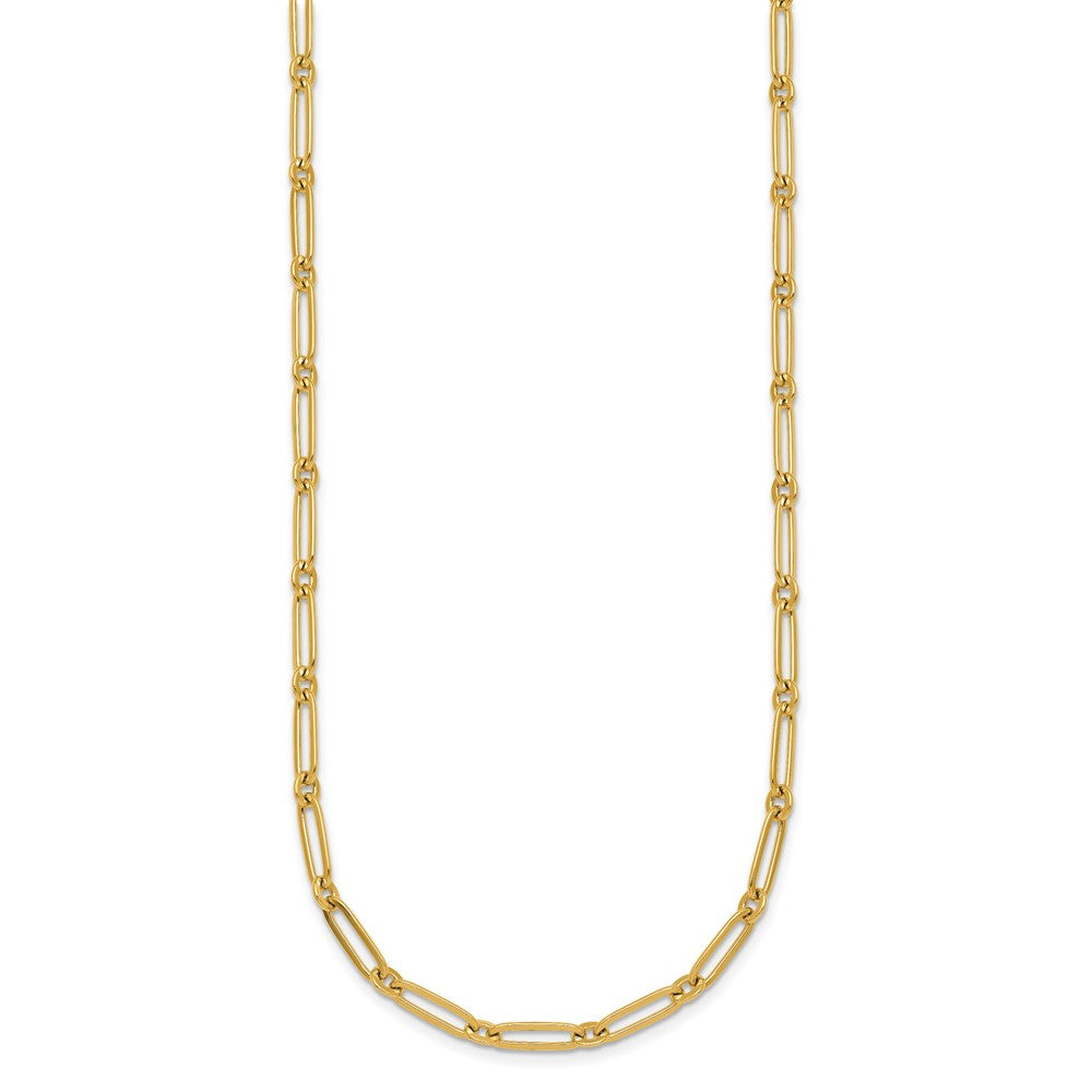 14K Yellow Gold Polished 3.75mm Paperclip and Round Link 18 Inch Necklace