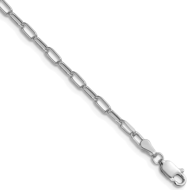 14K White Gold 3.0mm Semi-Solid Beveled Paperclip 26 Inch Chain