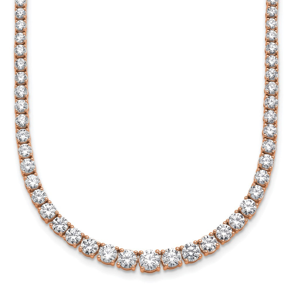 14K Rose Gold 9 7/8 ct Lab Grown Dia VS/SI+ G+ 18 in Grad Tennis Necklace