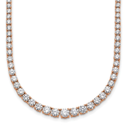14K Rose Gold 9 7/8 ct Lab Grown Dia VS/SI+ G+ 18 in Grad Tennis Necklace