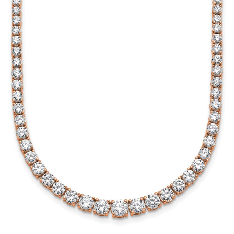 14K Rose Gold 9 7/8 ct Lab Grown Dia VS/SI+ G+ 18 in Grad Tennis Necklace